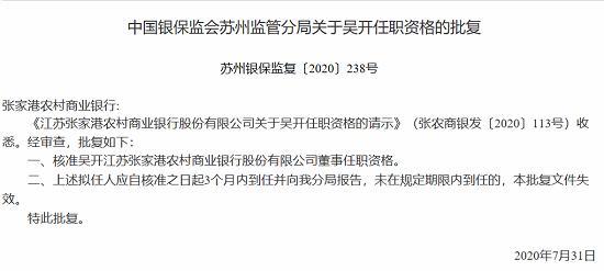 张家港贷款 A股上市公司最年轻行长年仅41岁吴开出生于兼任董事