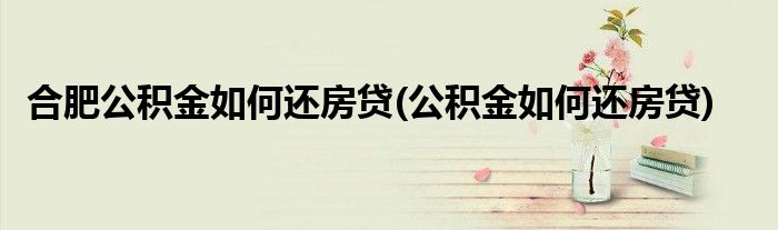 合肥公积金如何还房贷？公积金怎么还？还不知道