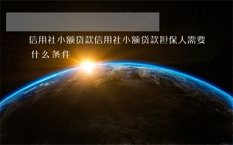 信用社小额贷款(信用社小额贷款担保人需要什么条件)